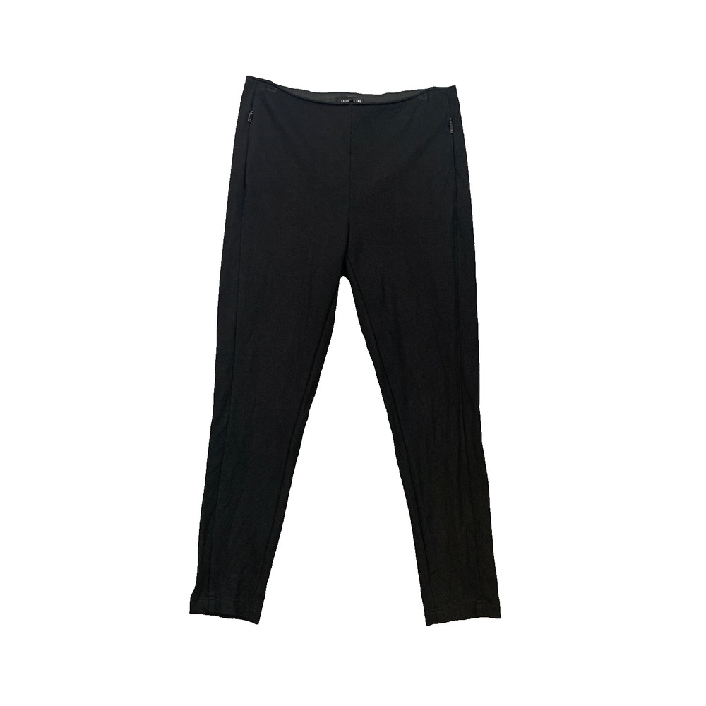 Lafayette 148 Pants Womens M Medium Black Stretch Cropped Pull On Zip Pockets